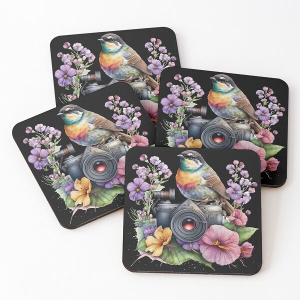 Item preview, Colorful Bird on Vintage Camera T-Shirt | Floral Photography Art Nature Lover Tee designed and sold by FestivityFinds.