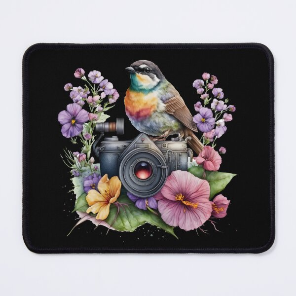 Item preview, Colorful Bird on Vintage Camera T-Shirt | Floral Photography Art Nature Lover Tee designed and sold by FestivityFinds.