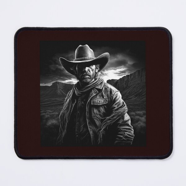 Item preview, Black and White Rugged Cowboy Portrait Western Art designed and sold by inkoutninja.