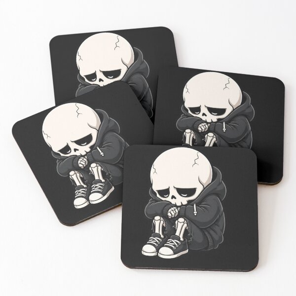 Item preview, Lonely Sad Skeleton Sitting Alone Sticker designed and sold by Zenvique Art.