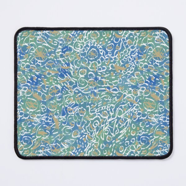 Item preview, Dynamic Abstract Painting – Blue & Green Swirls with Textured White Patterns designed and sold by ElocinArtworks.