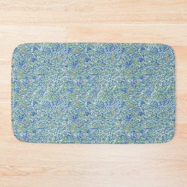 Item preview, Dynamic Abstract Painting – Blue & Green Swirls with Textured White Patterns designed and sold by ElocinArtworks.