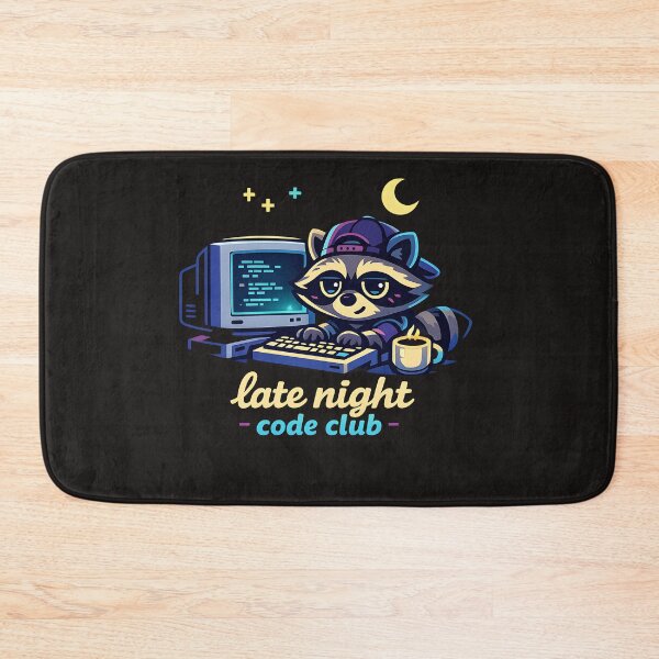Item preview, "Late Night Code Club" | Aesthetic Coder Raccoon & Tech Art designed and sold by Naviora.
