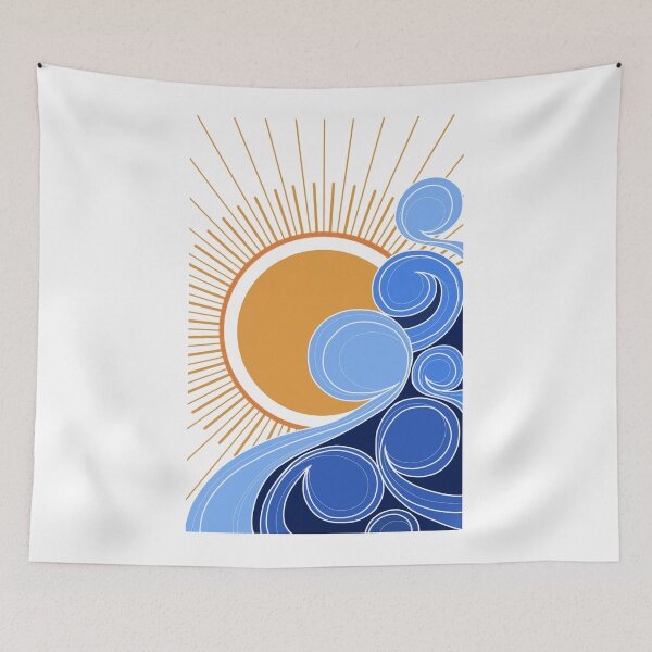 Item preview, Retro Sun and Ocean Waves Abstract designed and sold by inznap.