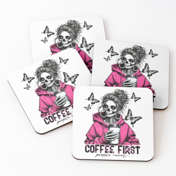 Item preview, Coffee First People Never Skeleton Introvert Aesthetic designed and sold by FunnyTeeByMe.