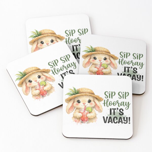 Item preview, Sip Sip Hooray Its Vacay Funny Summer Bunny Pun designed and sold by LunaPixelStudio.