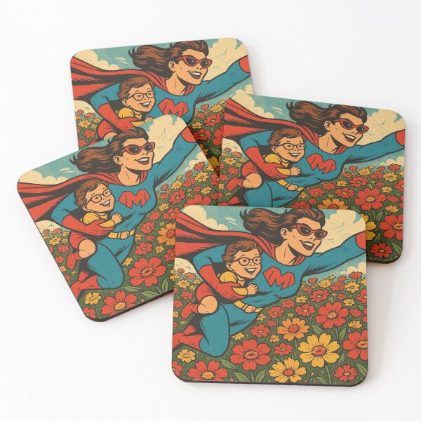 Item preview, Supermom's heroic flight over the colorful sea of flowers designed and sold by Mauswohn.