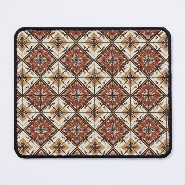 Item preview, Traditional Batik Floral Tile Geometric Pattern Terracotta Ochre designed and sold by A1DesignMinimal.