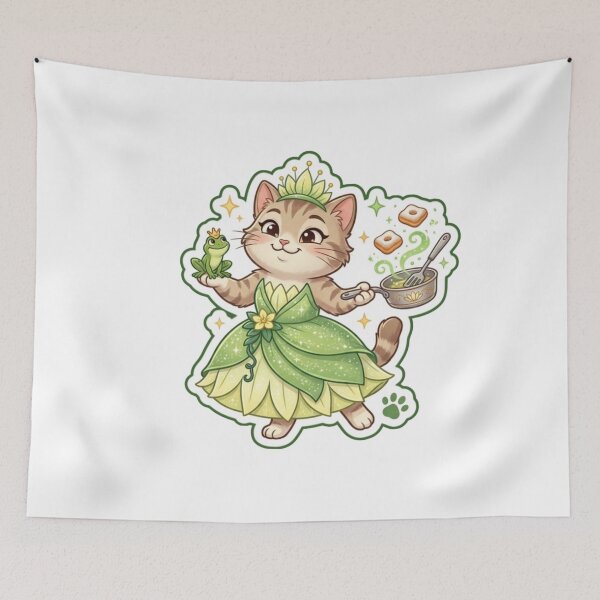 Item preview, Hardworking Princess Tiana Cat with Frog Friend designed and sold by Purely Art Shop.