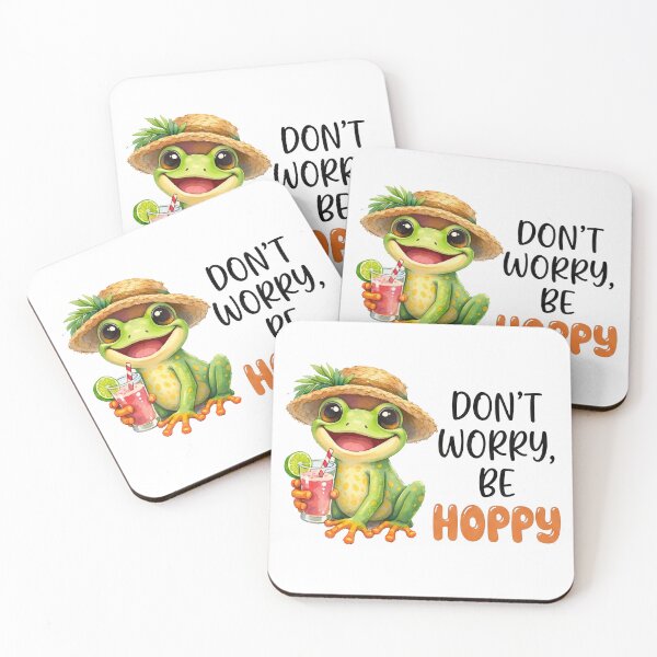 Item preview, Dont Worry Be Hoppy Funny Summer Frog Watercolor Pun designed and sold by LunaPixelStudio.