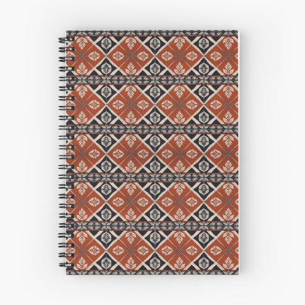Item preview, Traditional Batik Geometric Leaf Pattern Terracotta Black Ethnic designed and sold by A1DesignMinimal.