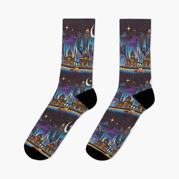 Item preview, Mumbai Night Skyline| Gateway of India Aesthetic Cityscape Travel Design designed and sold by Globalcitytees.