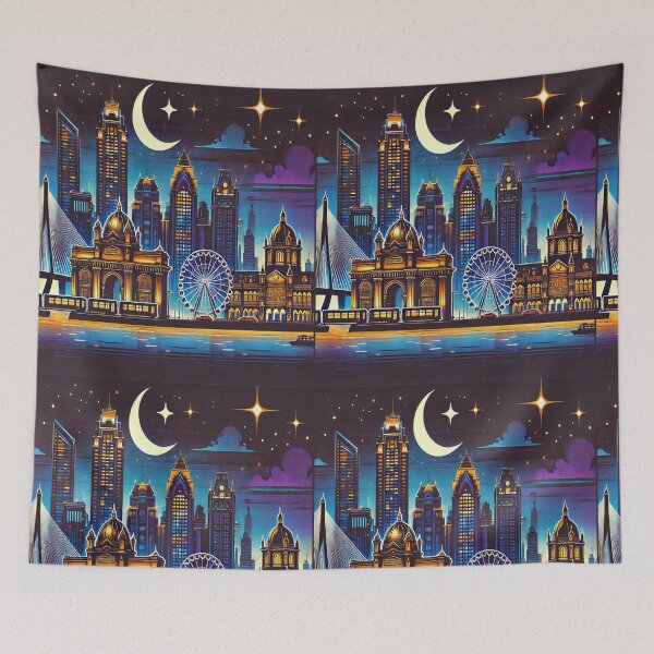 Item preview, Mumbai Night Skyline| Gateway of India Aesthetic Cityscape Travel Design designed and sold by Globalcitytees.