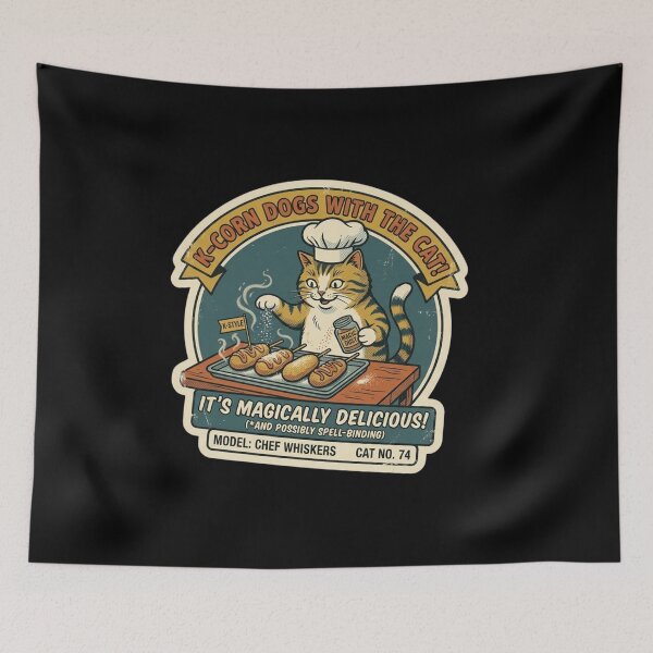 Item preview, Vintage 80s Cat Chef - Magically Delicious K-Food designed and sold by K-Vibe Design Studio.