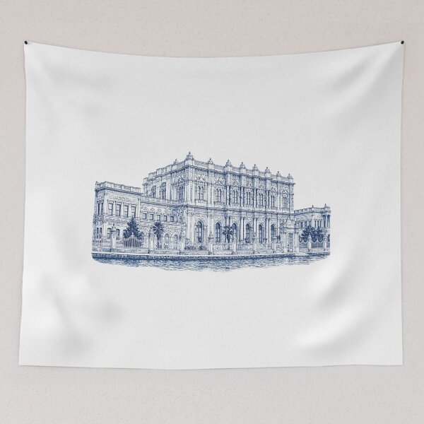 Item preview, Elegant Dolmabahçe Palace Blue Monochrome Art designed and sold by AmJoJoe.