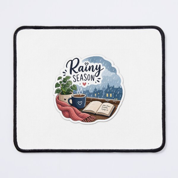 Item preview, Rainy Season Cozy Vibes Sticker | Aesthetic Monsoon Rain Art | Cute Coffee & Rain Design designed and sold by Ishratparween11.