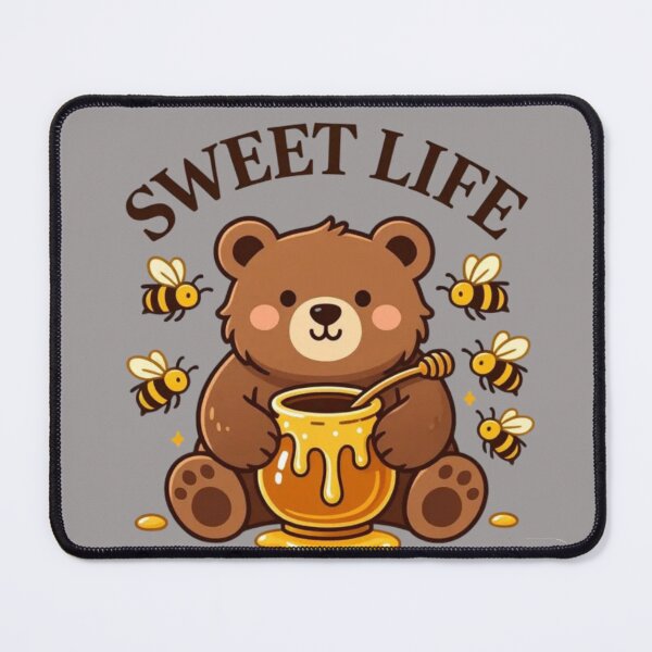 Item preview, Sweet Life Cute Bear with Honey Pot and Bees Kawaii Art designed and sold by Golden_Pixel_Paper.