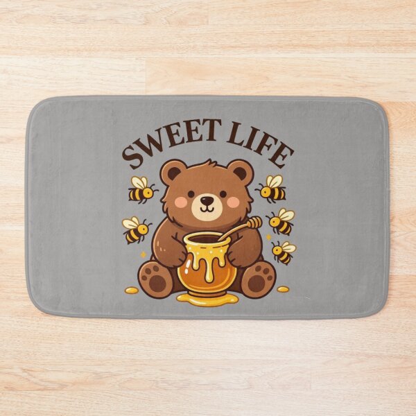 Item preview, Sweet Life Cute Bear with Honey Pot and Bees Kawaii Art designed and sold by Golden_Pixel_Paper.