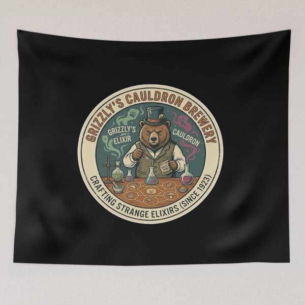 Item preview, Retro 80s Grizzly Bear - Strange Elixirs & Magic Spells designed and sold by K-Vibe Design Studio.