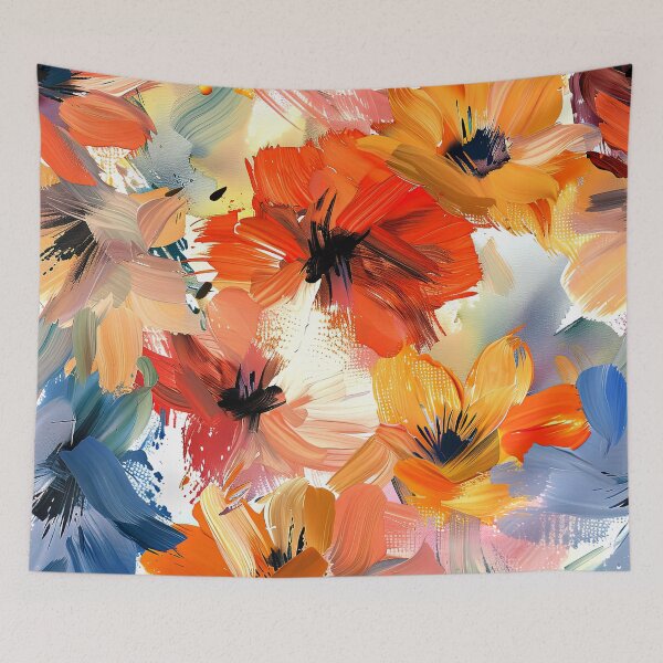 Item preview, Red, Yellow, And Orange Floral Impressionist Digital Art  designed and sold by DEC02.