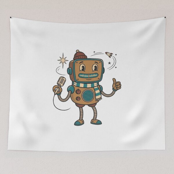 Item preview, Vintage Friendly Radio Robot Illustration designed and sold by Purely Art Shop.