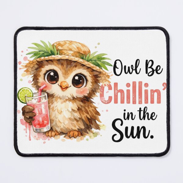 Item preview, Owl Be Chillin In The Sun Funny Summer Watercolor Pun designed and sold by LunaPixelStudio.