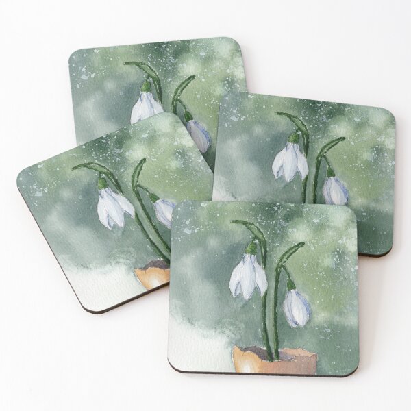 Item preview, Snowflake Flower in Eggshell Watercolor – Green Botanical Aesthetic | Winter Spring Floral Art designed and sold by Tsveti_watercolors.