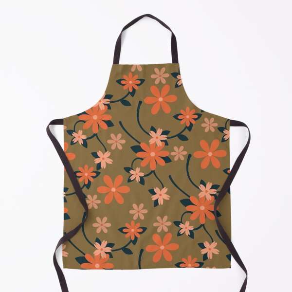 Item preview, Gray Brown Retro Orange Floral Seamless Pattern Design designed and sold by NadDot.