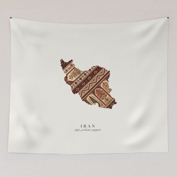 Item preview, Iran Map Poster Traditional Persian Embroidery Art Print designed and sold by bone  apart.