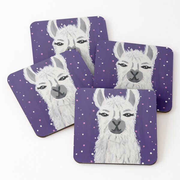 Item preview, Cute White Llama Art On Purple Starry designed and sold by Kitkin.