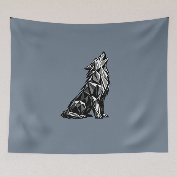 Item preview, Geometric Wolf Howling Minimalist Polygon Animal Art designed and sold by tineldesign.