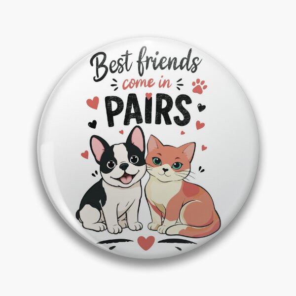 Item preview, Best Friends Come In Pairs Frenchie And Cat Cute Pet Print designed and sold by MonNoir.