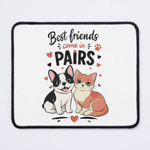 Item preview, Best Friends Come In Pairs Frenchie And Cat Cute Pet Print designed and sold by MonNoir.