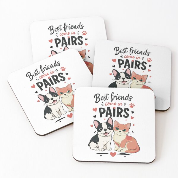 Item preview, Best Friends Come In Pairs Frenchie And Cat Cute Pet Print designed and sold by MonNoir.