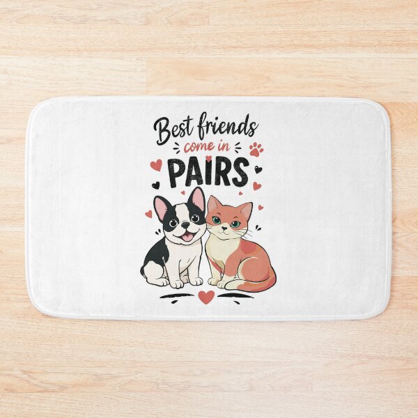 Item preview, Best Friends Come In Pairs Frenchie And Cat Cute Pet Print designed and sold by MonNoir.