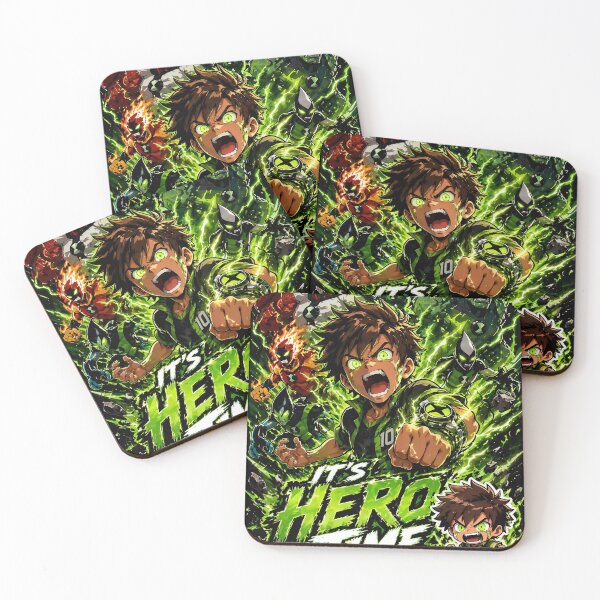 Item preview, Ben 10 It’s Hero Time Anime Rage Poster – Alien Power Hype Design (Green Energy Aesthetic) designed and sold by Kalinduboss.