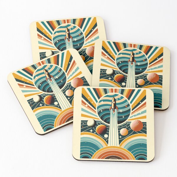 Item preview, Retro Rocket Launch Through Planet Rings designed and sold by InkSmithery.