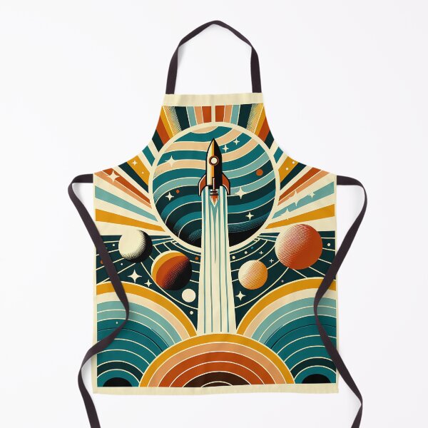Item preview, Retro Rocket Launch Through Planet Rings designed and sold by InkSmithery.
