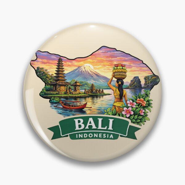 Item preview, Bali Indonesia - Temple, Mount Agung and Tropical Sunset designed and sold by Myra365Art.