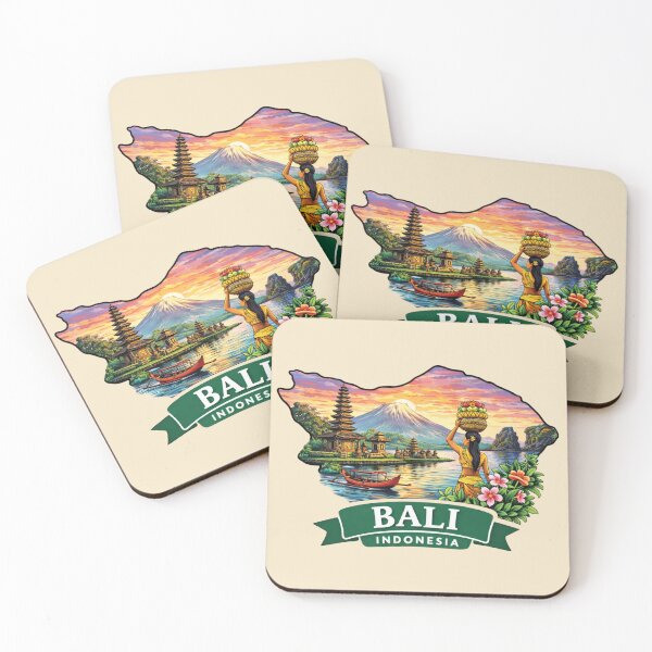 Item preview, Bali Indonesia - Temple, Mount Agung and Tropical Sunset designed and sold by Myra365Art.