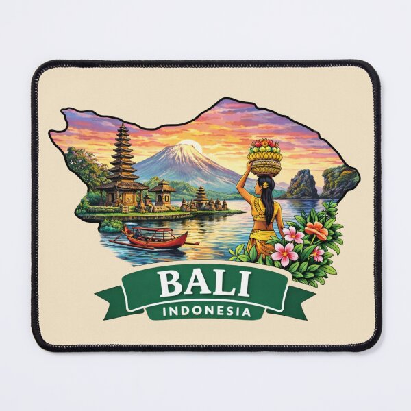 Item preview, Bali Indonesia - Temple, Mount Agung and Tropical Sunset designed and sold by Myra365Art.