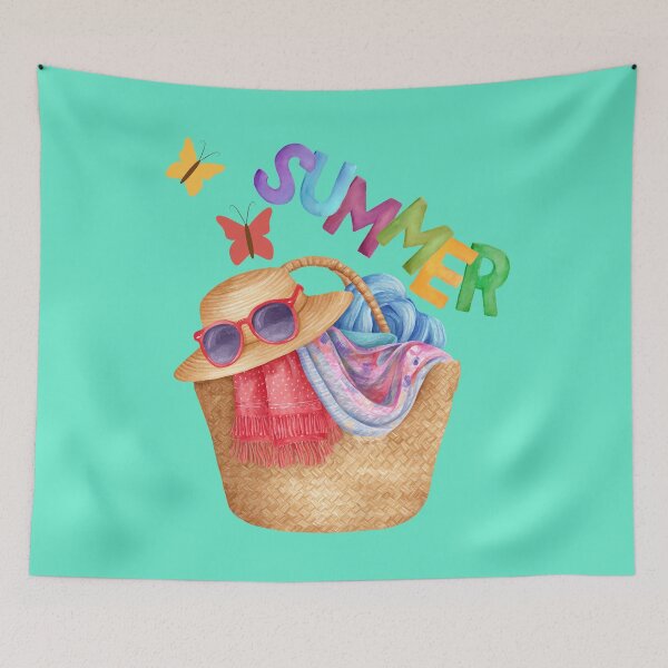 Item preview, Summer Aesthetic Graphic – Pastel Beach Hat, Sunglasses & Butterflies Cute Design designed and sold by EveOnlineStory.