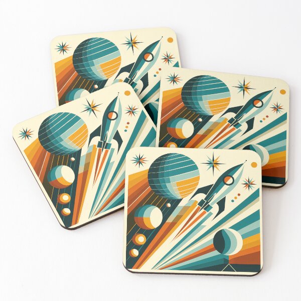 Item preview, Retro Rocket and Planets in Geometric Space designed and sold by InkSmithery.