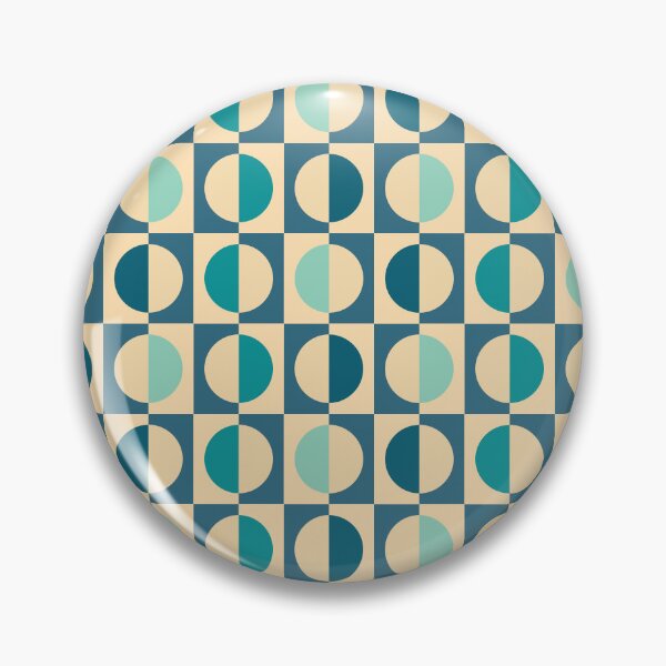 Item preview, Mid-Century Modern Geometric Circles in Teal and Cream designed and sold by Far Out Goods.