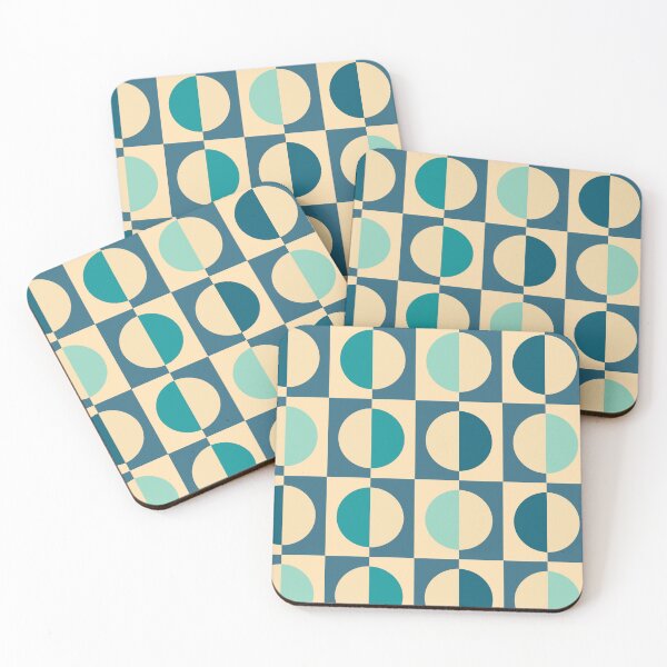 Item preview, Mid-Century Modern Geometric Circles in Teal and Cream designed and sold by Far Out Goods.