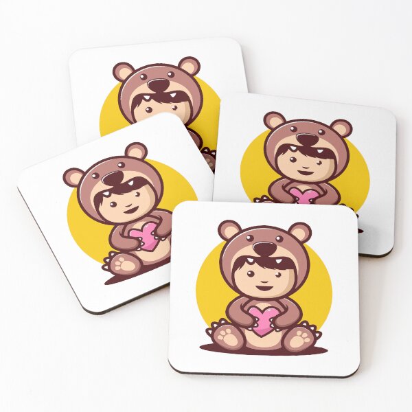 Item preview, Cute Boy in Bear Costume Holding Heart designed and sold by matildampugh.