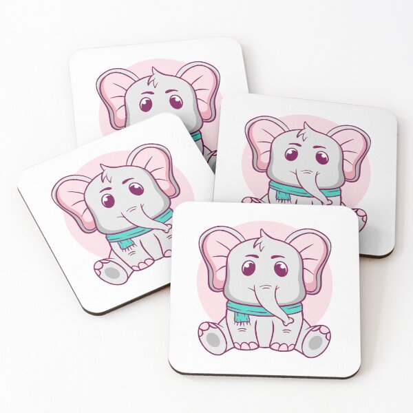 Item preview, Kawaii Baby Elephant Wearing Blue Scarf Cartoon designed and sold by matildampugh.