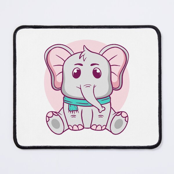 Item preview, Kawaii Baby Elephant Wearing Blue Scarf Cartoon designed and sold by matildampugh.