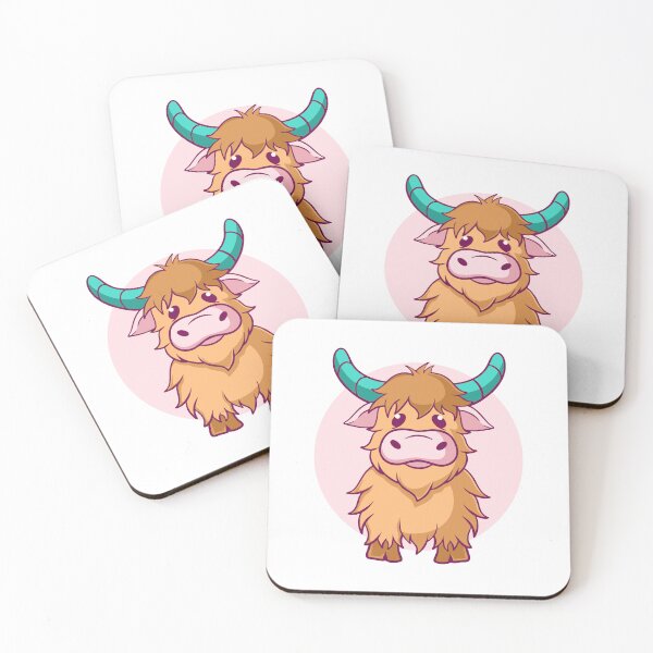 Item preview, Cute Highland Cow with Blue Horns Cartoon designed and sold by matildampugh.