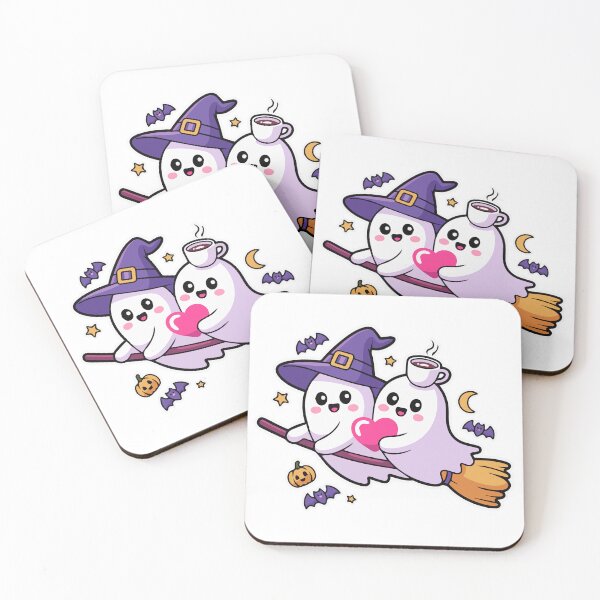 Item preview, Ghost Couple Broomstick Ride - Kawaii Witch Spooky Cute Art designed and sold by Spotty-Shanmukh.